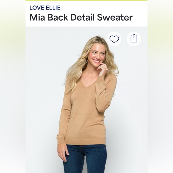 Love Ellie V-Neck Sweater in Tan - Picture 2 of 8